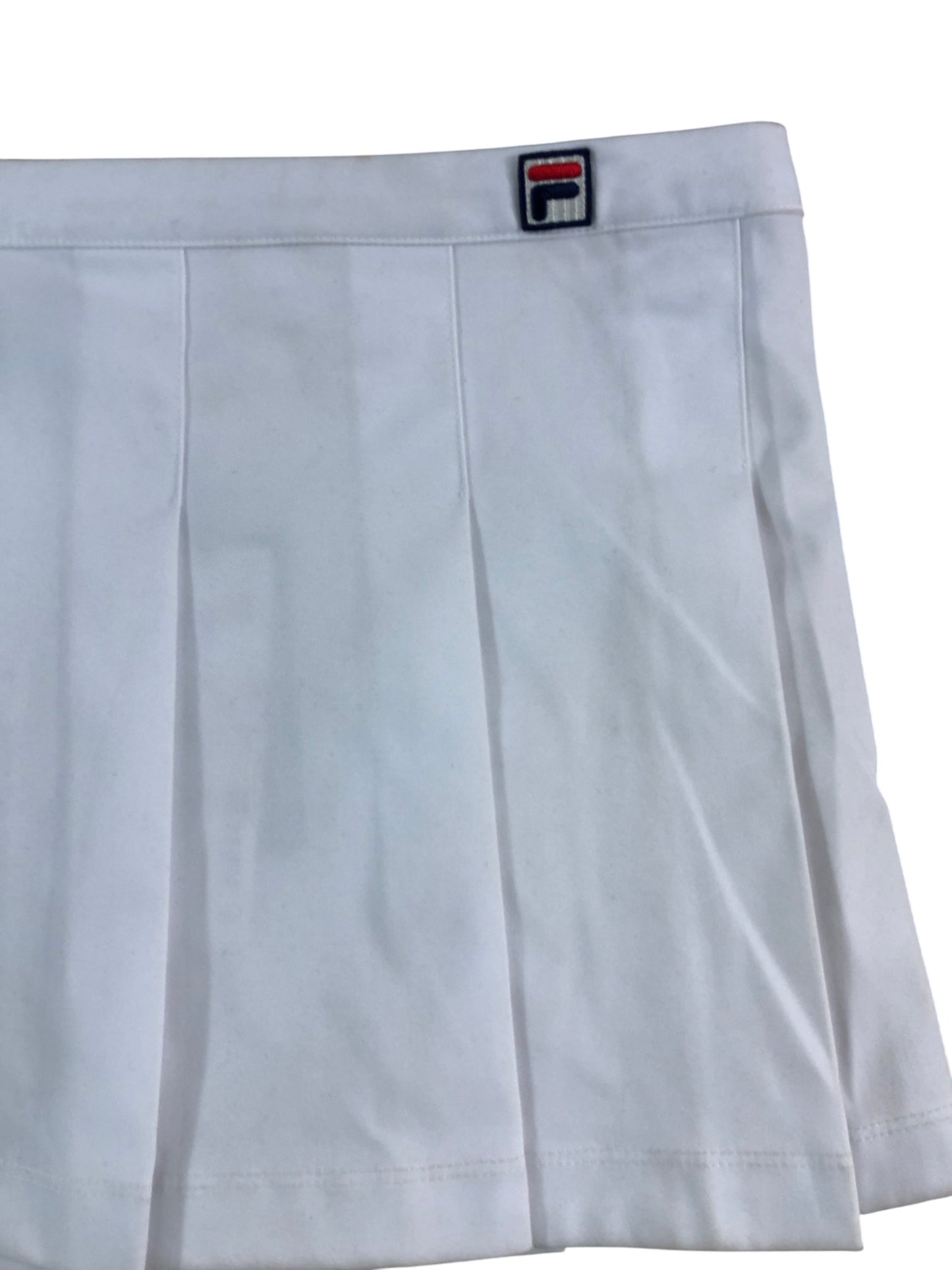 FILA x HAILEY Pleated Mini Skirt UK12 Women's White Athletic Polyester