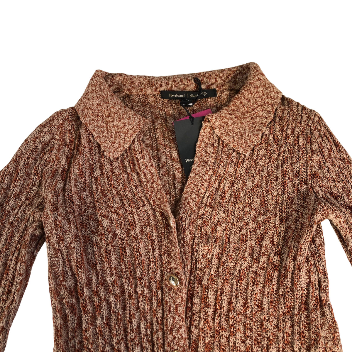 River Island Cardigan Women's Ribbed Knit Button Front Long Sleeve