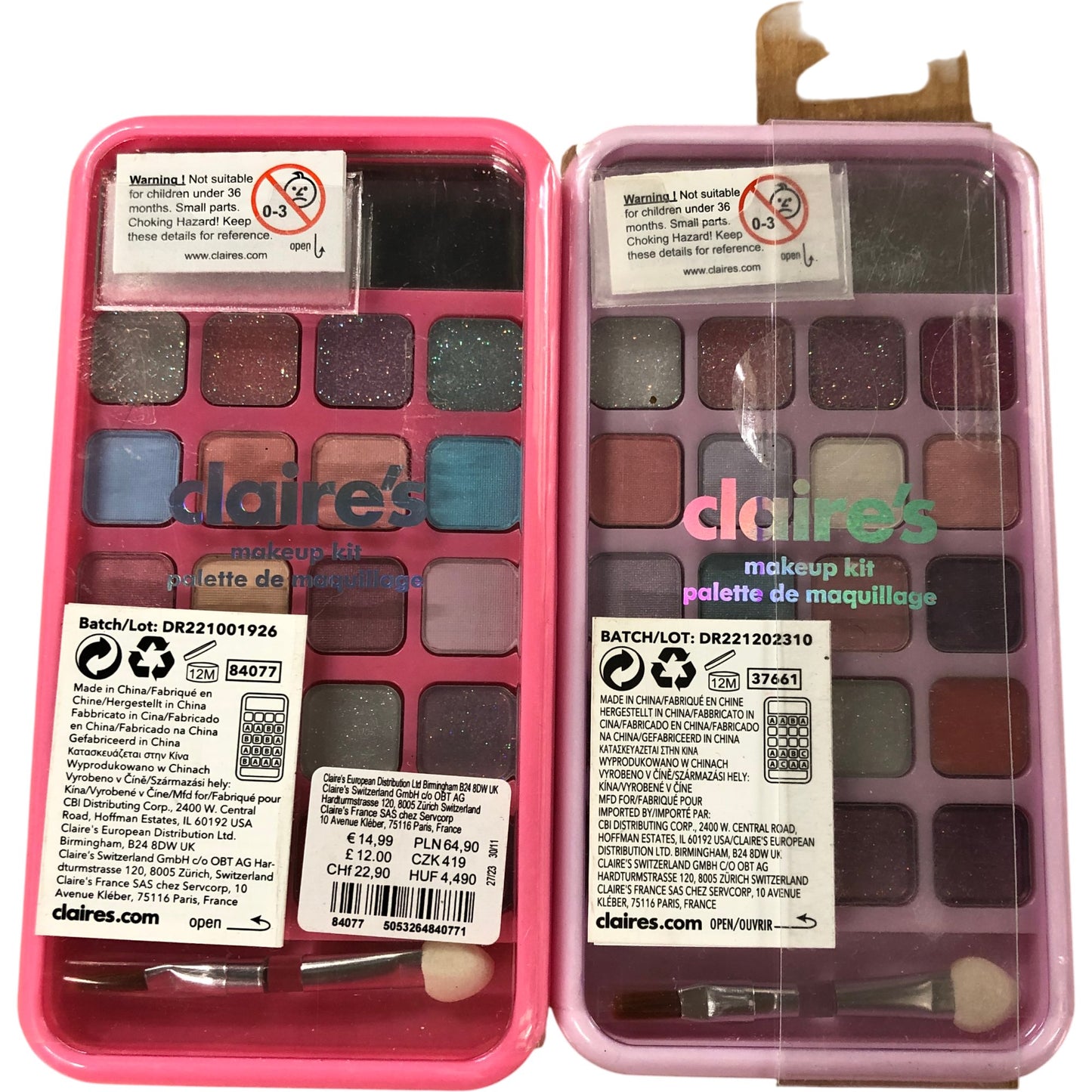 Claire's Makeup Kit Mixed Lot Palette And Accessories Set Cosmetic Bundle New