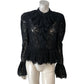 Branded Black Lace Peplum Top Size 12 Women's Ruffle Detail Romantic Style