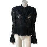 Branded Black Lace Peplum Top Size 12 Women's Ruffle Detail Romantic Style