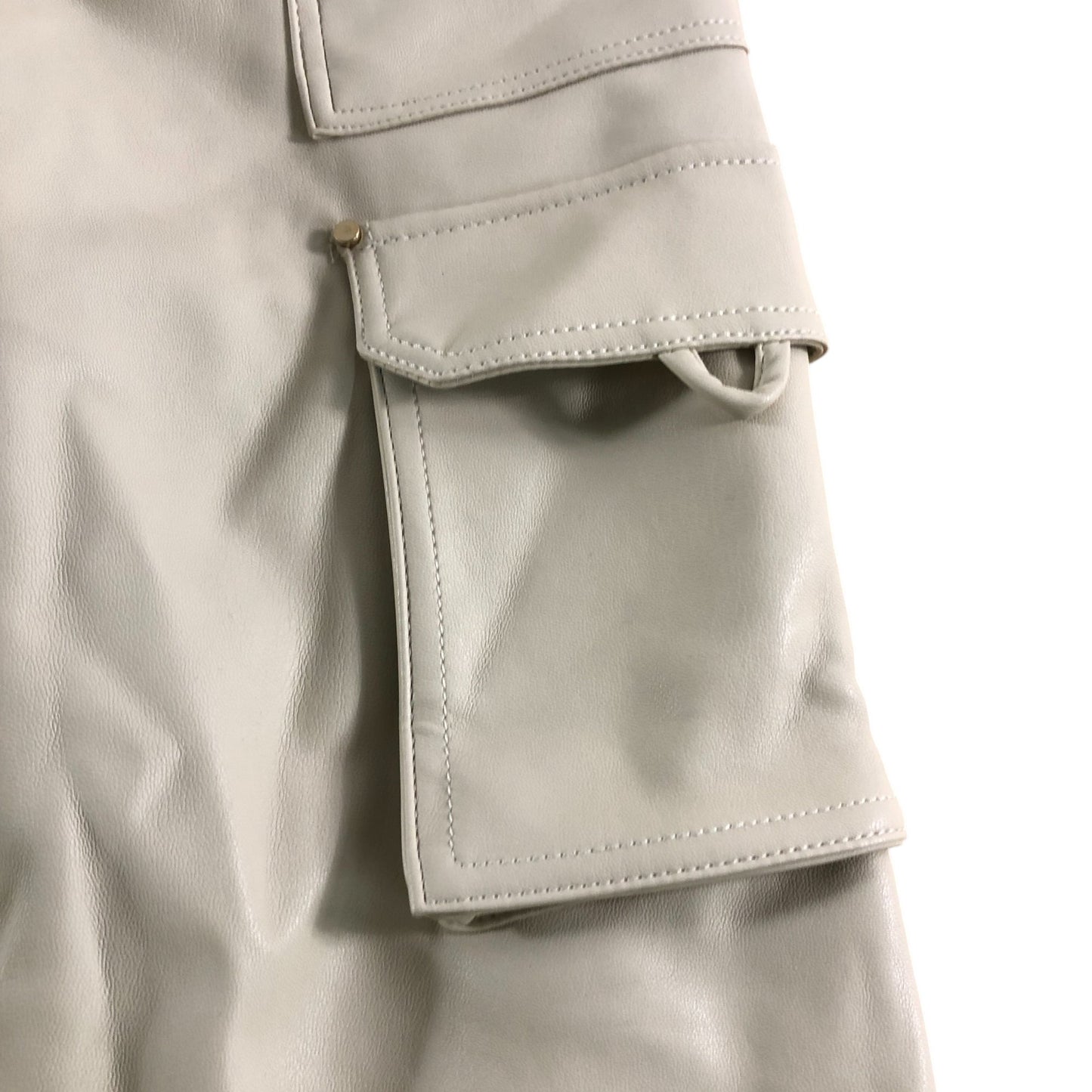 River Island Girls Cargo Trousers Cream Faux Leather 5 Years