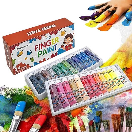 Daguocolor Finger Paint 24 Colors Non Toxic Washable Art Supplies