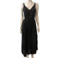 AllSaints Sinead Dress Small Women's Black Pleated Midi V Neck Party Dress