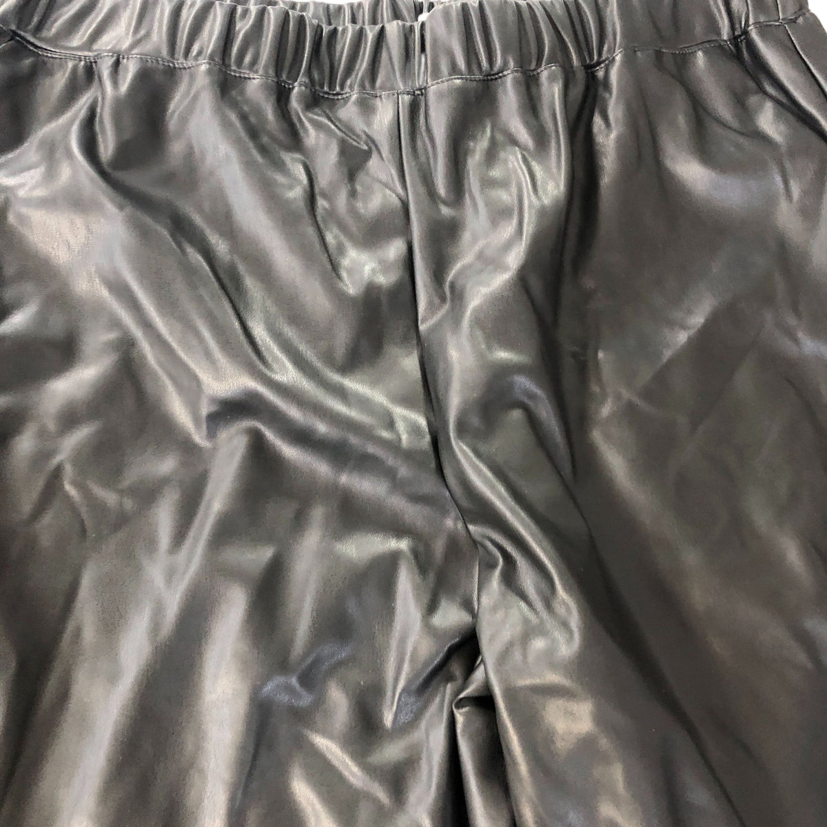 Trousers UK18 Women's Wide Leg Black Vinyl 100% Polyester
