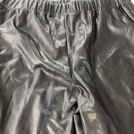 Trousers UK18 Women's Wide Leg Black Vinyl 100% Polyester