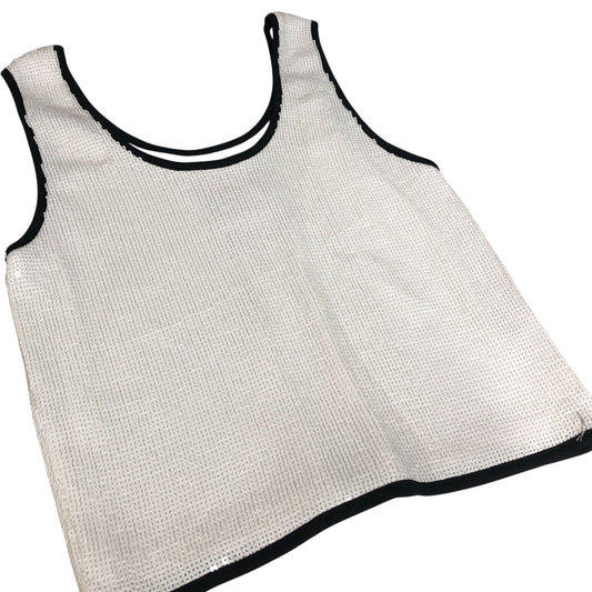 River Island  White Sequin Tank Top UK10 Women's Casual Sleeveless Fashion