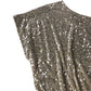 River Island UK12 Women's Sequin Evening Dress One Shoulder Beige Long Gown