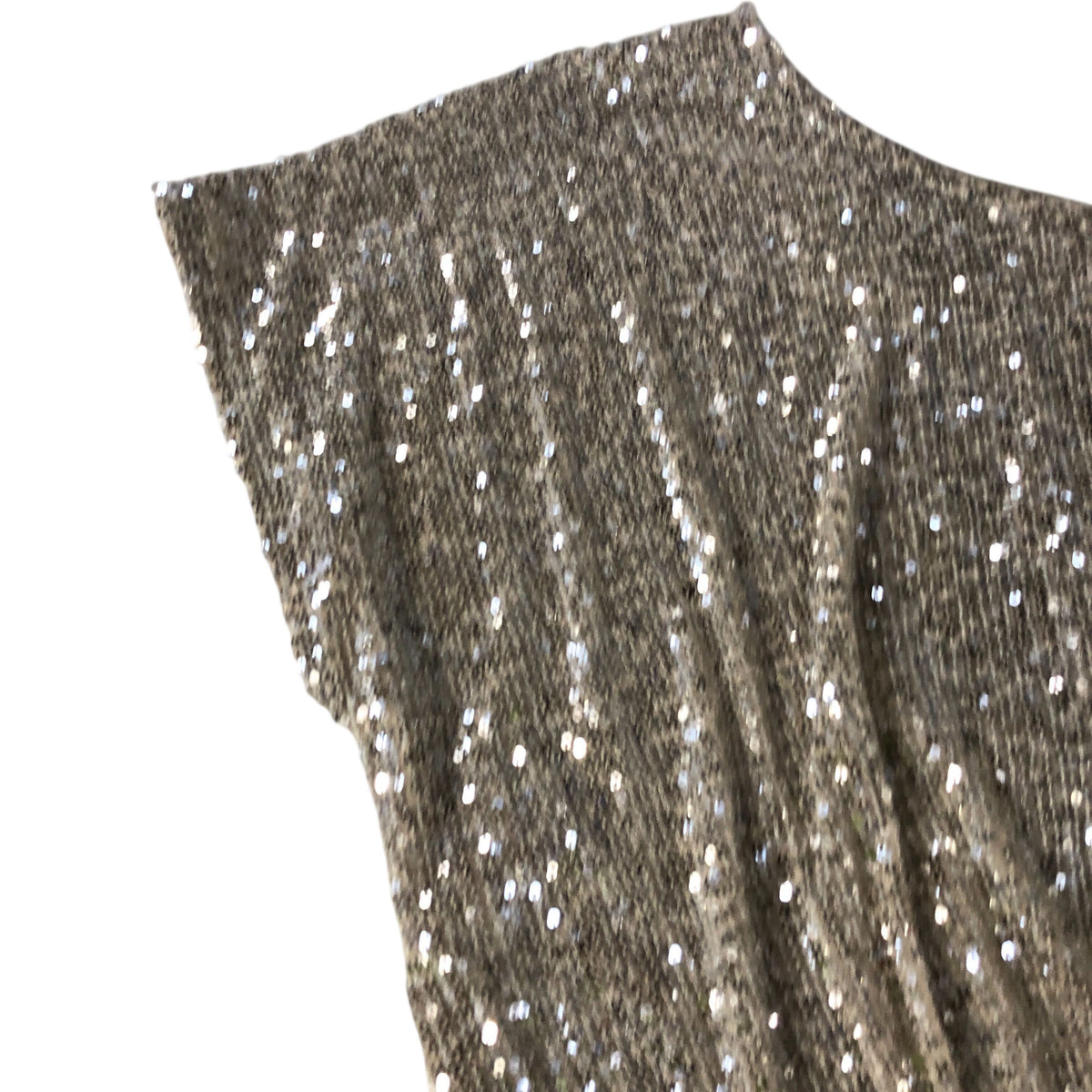 River Island UK12 Women's Sequin Evening Dress One Shoulder Beige Long Gown