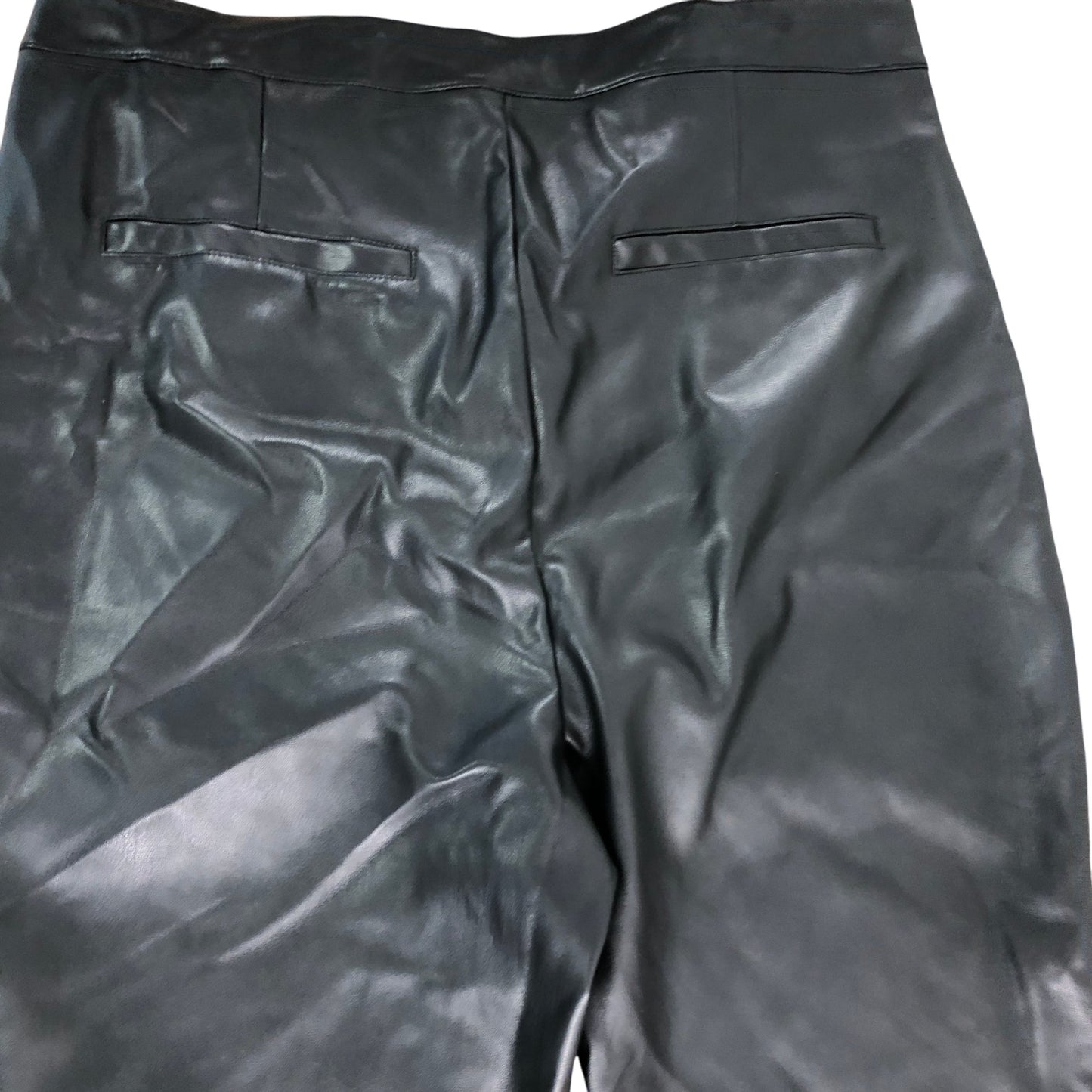 River Island Black Flared Trousers UK18 Women's Faux Leather High Waist