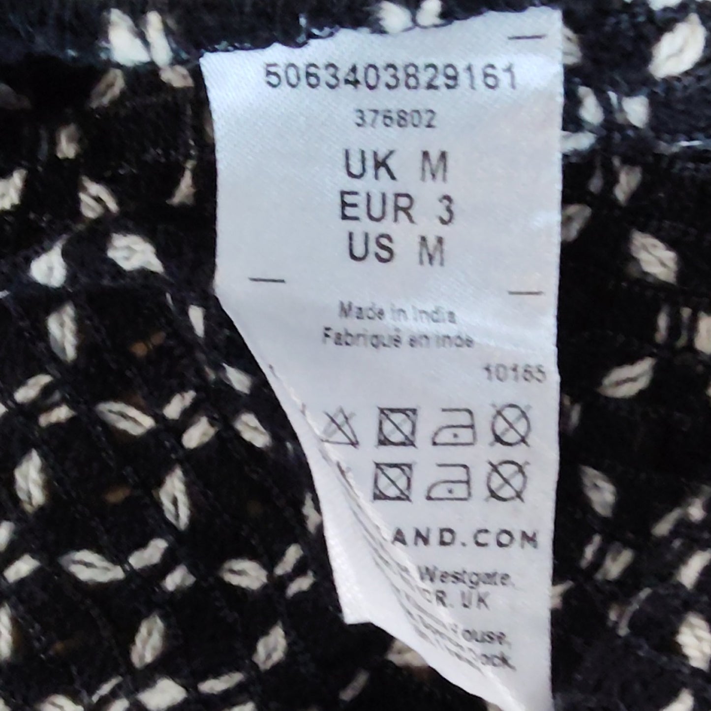 River Island Short Sleeve Shirt UK M Men's Black White Patterned Casual Top