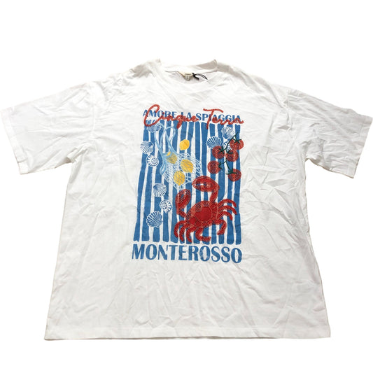 River Island Women's Relaxed Fit T-Shirt White Crab Print Monterosso Size L