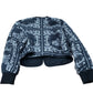 Floral Cropped Bomber Jacket Women's Black Quilted UK18