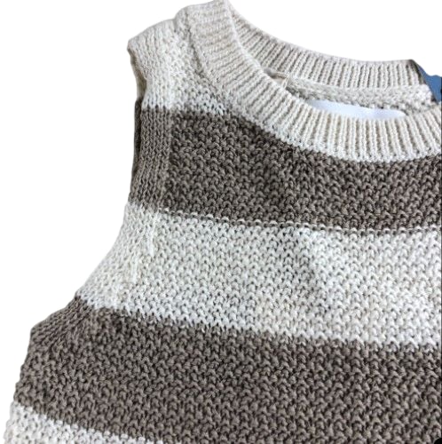 Lefties Sleeveless Crop Top Size 4-5 Years Knitted Beige Brown Stripes