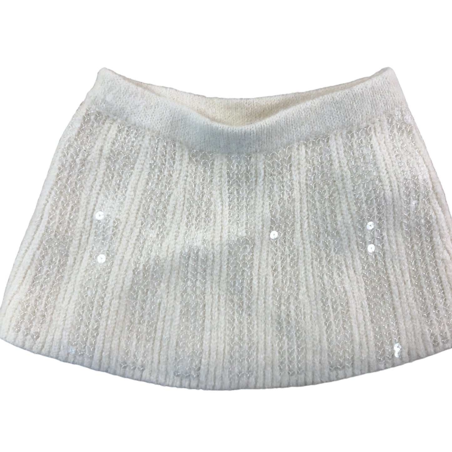 River Island Mini Girls Knitted Skirt 12-18 Months White With Sequin Detail