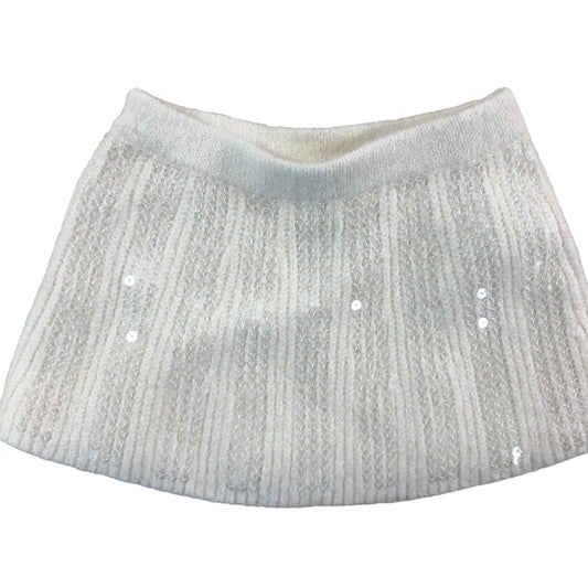 River Island Mini Girls Knitted Skirt 12-18 Months White With Sequin Detail