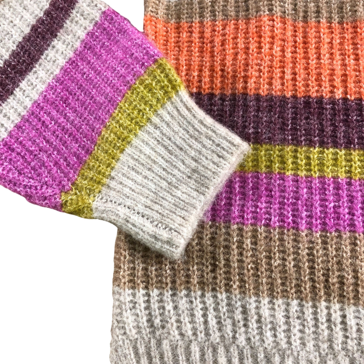Rainbow Stripe Jumper Women's Multicolour Knit High Neck