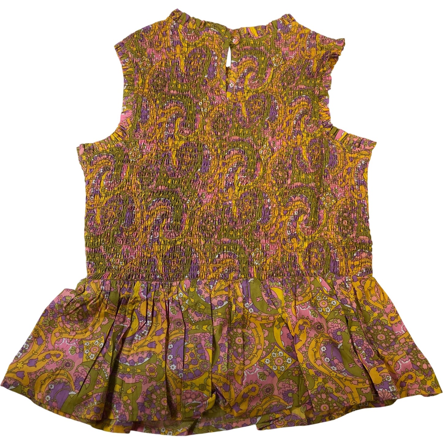 River Island Sleeveless Blouse UK8Women's Vibrant Multicoloured Cotton Top