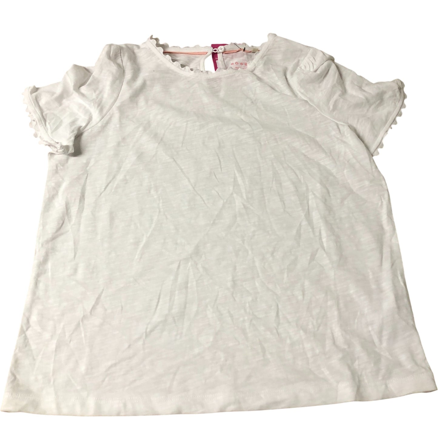 Girl's White Frill Short Sleeve Top Cotton Casual Wear UK12