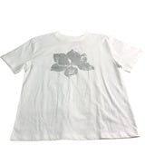 Branded Women's Flower Print T-Shirt Size 12 Short Sleeve White Cotton
