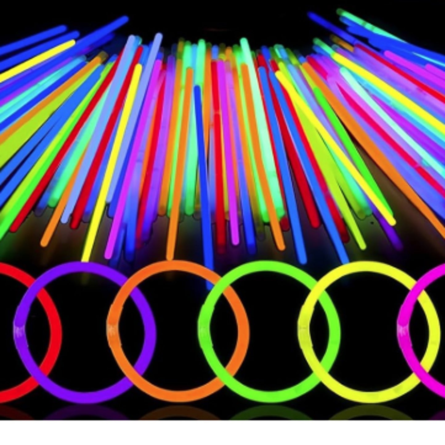 Glow Stick Bracelet Pack 100 Pieces Multi Colour Party Supplies