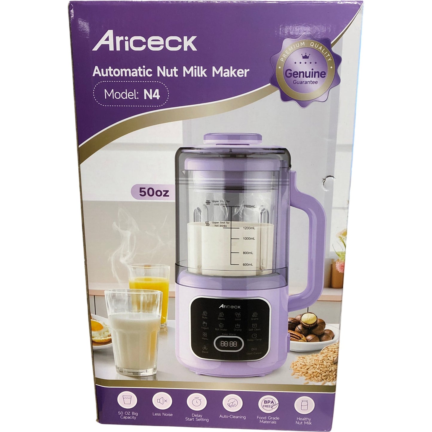 ARICECK N4 Automatic Nut Milk Maker 50oz Multifunctional Food Grade BPA Free