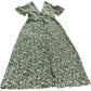 Brave Soul Floral Print Maxi Dress XS Women's Short Sleeve V Neck Green
