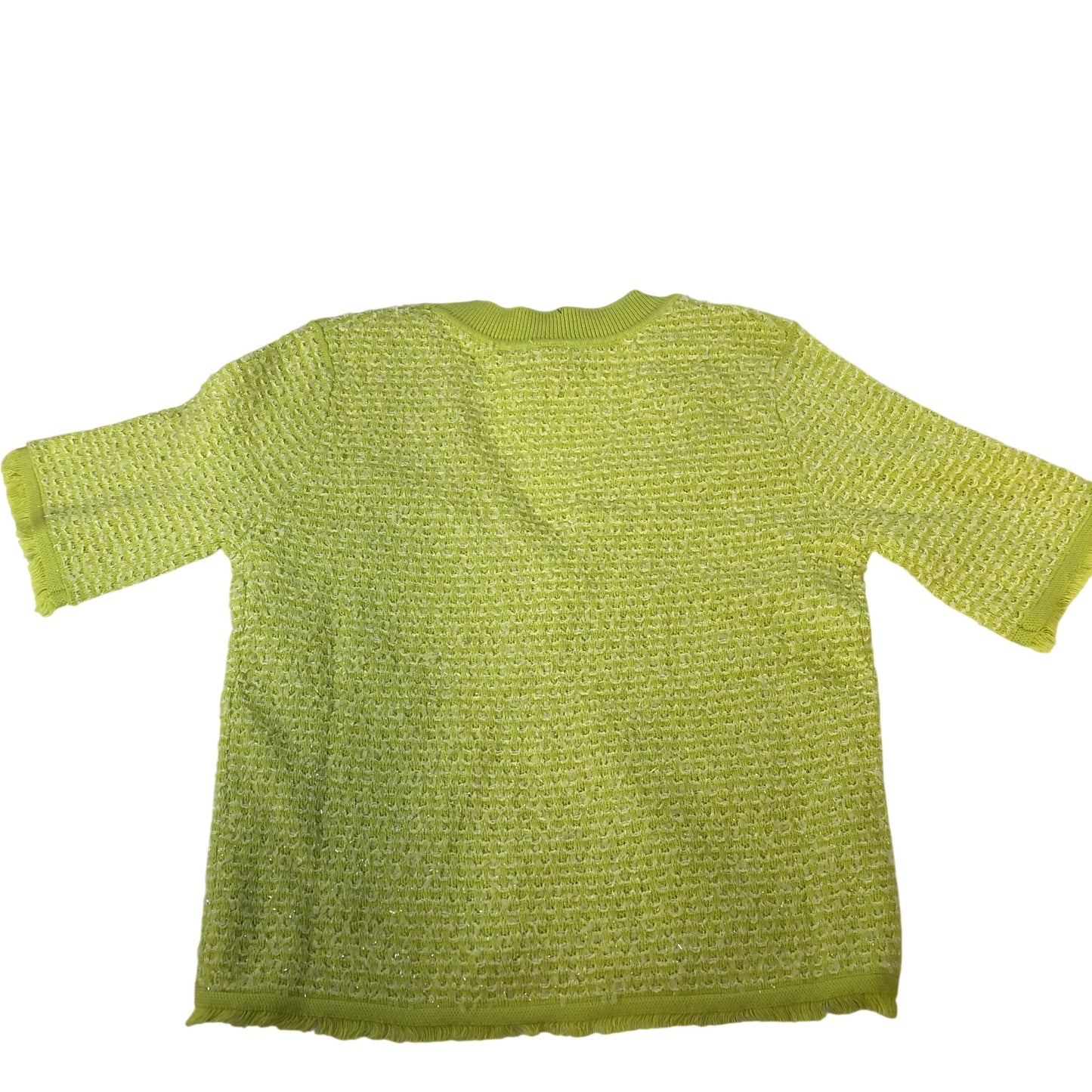 River Island Size 6 Women's Lemon Green Short Sleeve Button Cardigan