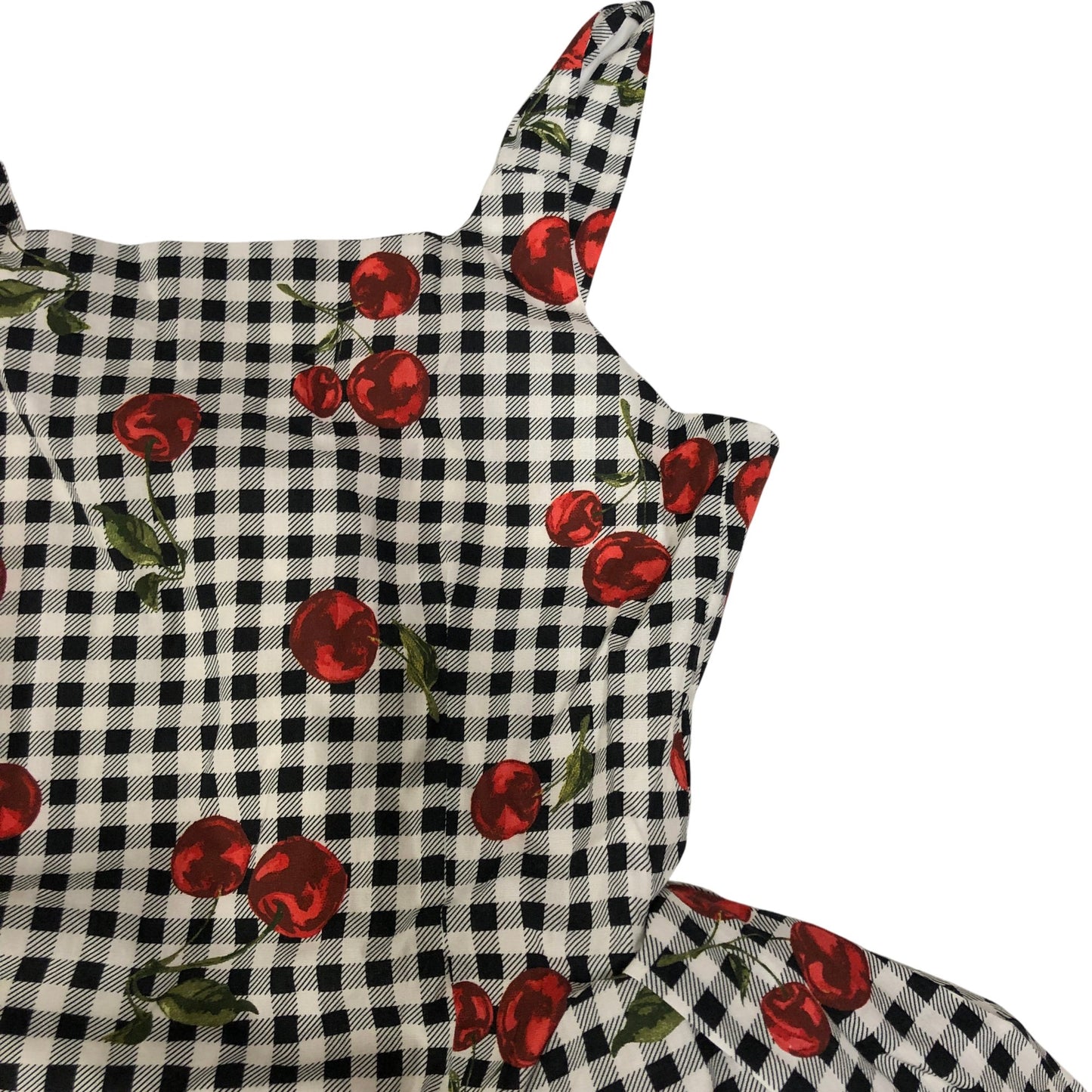 River Island Girls Smock Dress 8 Years Black White Gingham Cherry Print