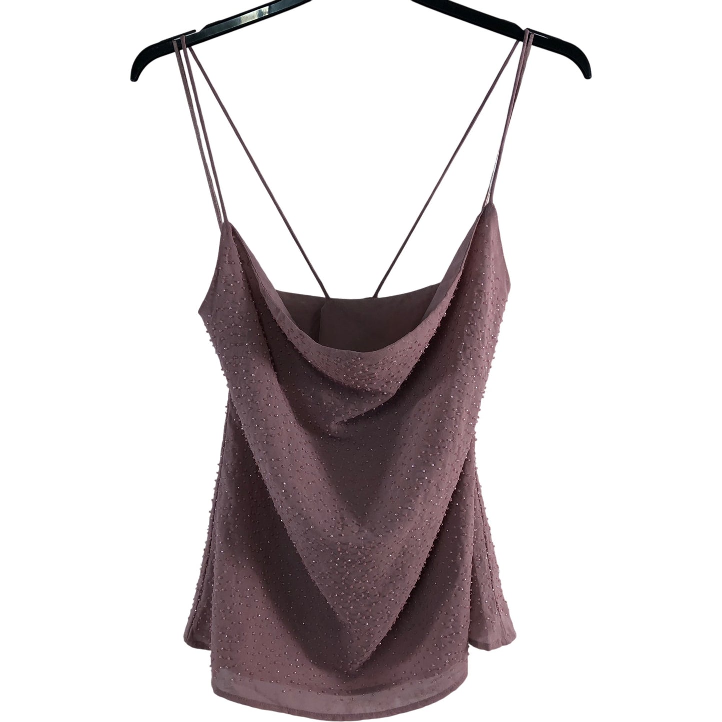 River Island UK16 Women's Cowl Neck Sleeveless Top Pink Beaded Design