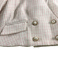 River Island Cropped Blazer Jacket UK8 Women's White Pink Tweed Double Breasted