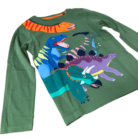Boden Long Sleeve Dinosaur Print T-Shirt Kids Green 7-8 Years