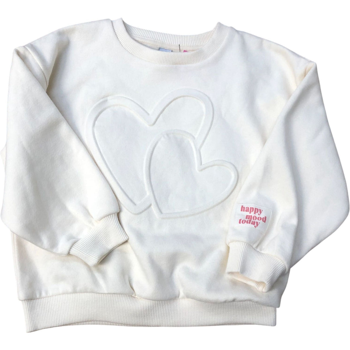 Kids White Heart Sweatshirt Size 6-7 Years