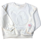 Kids White Heart Sweatshirt Size 6-7 Years