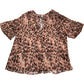 River Island UK12 Women's Viscose Blouse Animal Print Beaded Short Sleeve Top
