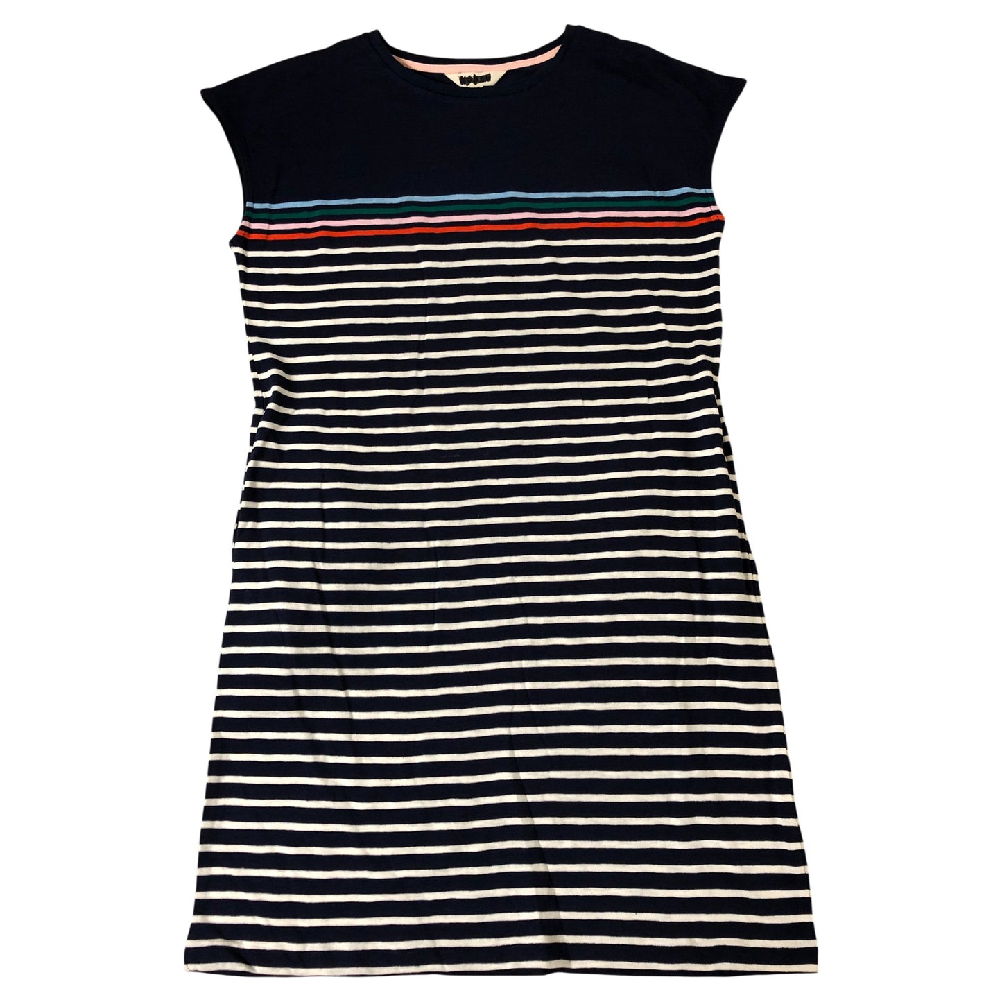 Navy Striped T-Shirt Dress Size 12 Women's Soft Cotton Casual Wear