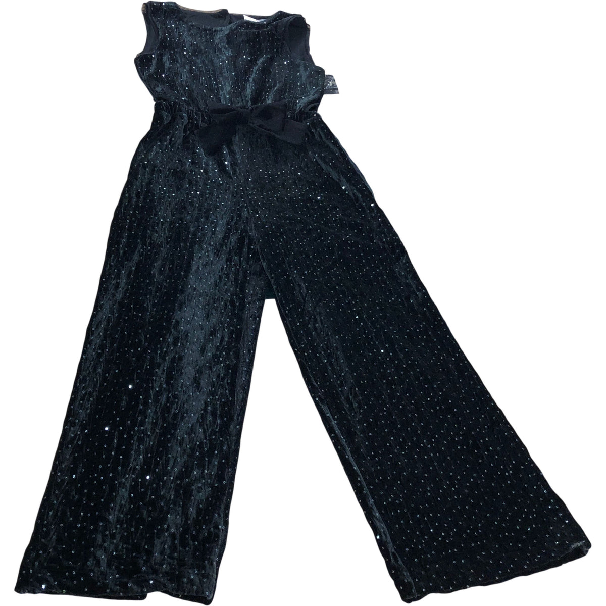 Zara Black Velvet Sequin Jumpsuit 8-9 Years