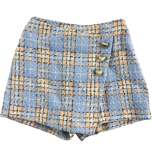 River Island Blue Rose Check Shorts UK7-8 Girls Lightweight Summer Style