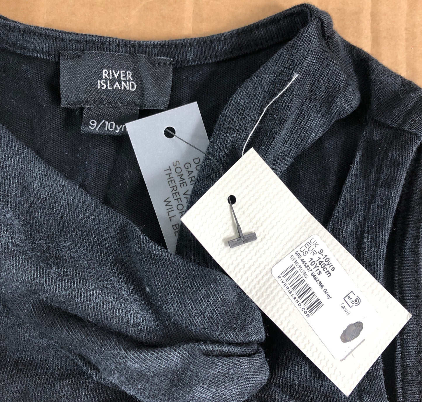 River Island Girls Black Sleeveless Dress UK9 10 Years with Tie Front Detail