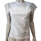 River Island Women's White Top XS Lace Cap Sleeve T-Shirt Elegant Casual