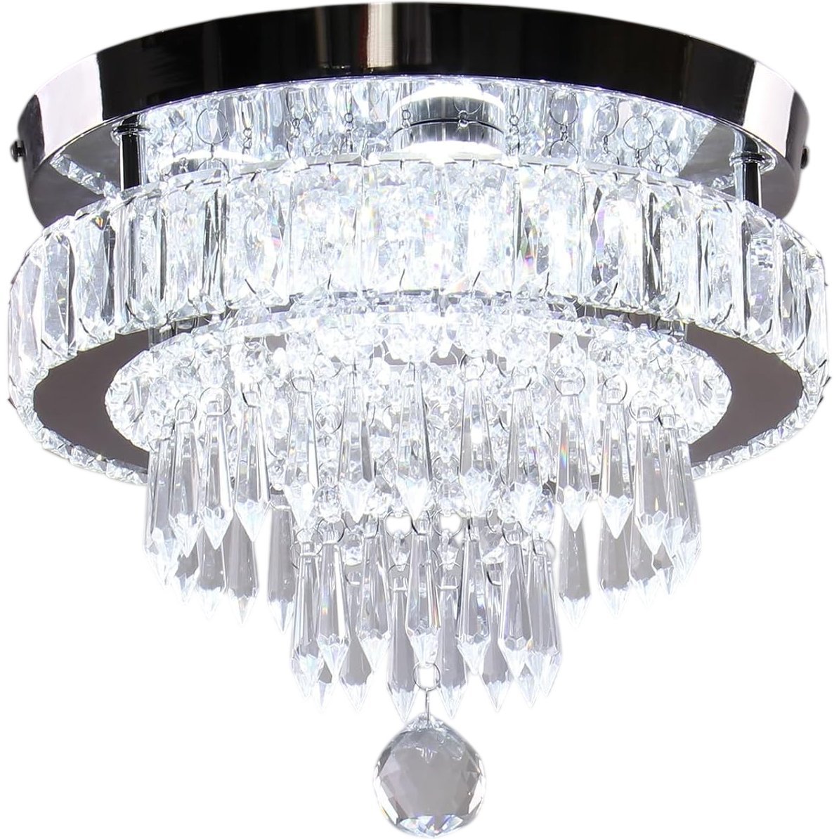 Modern Crystal Chandelier Ceiling Light Fixture Cool White 11.8"