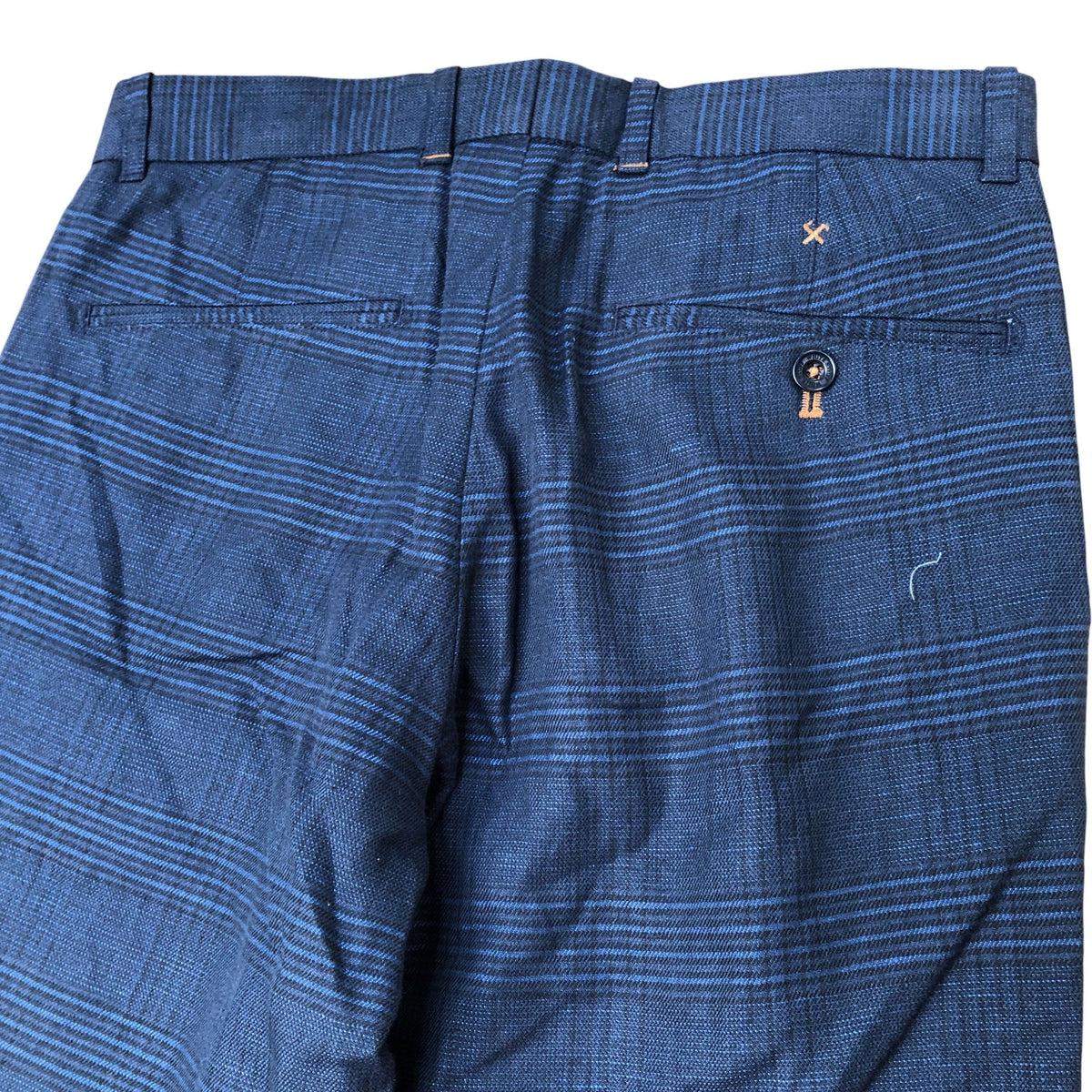 Harrison Check Trousers 30R Men's Deep Blue