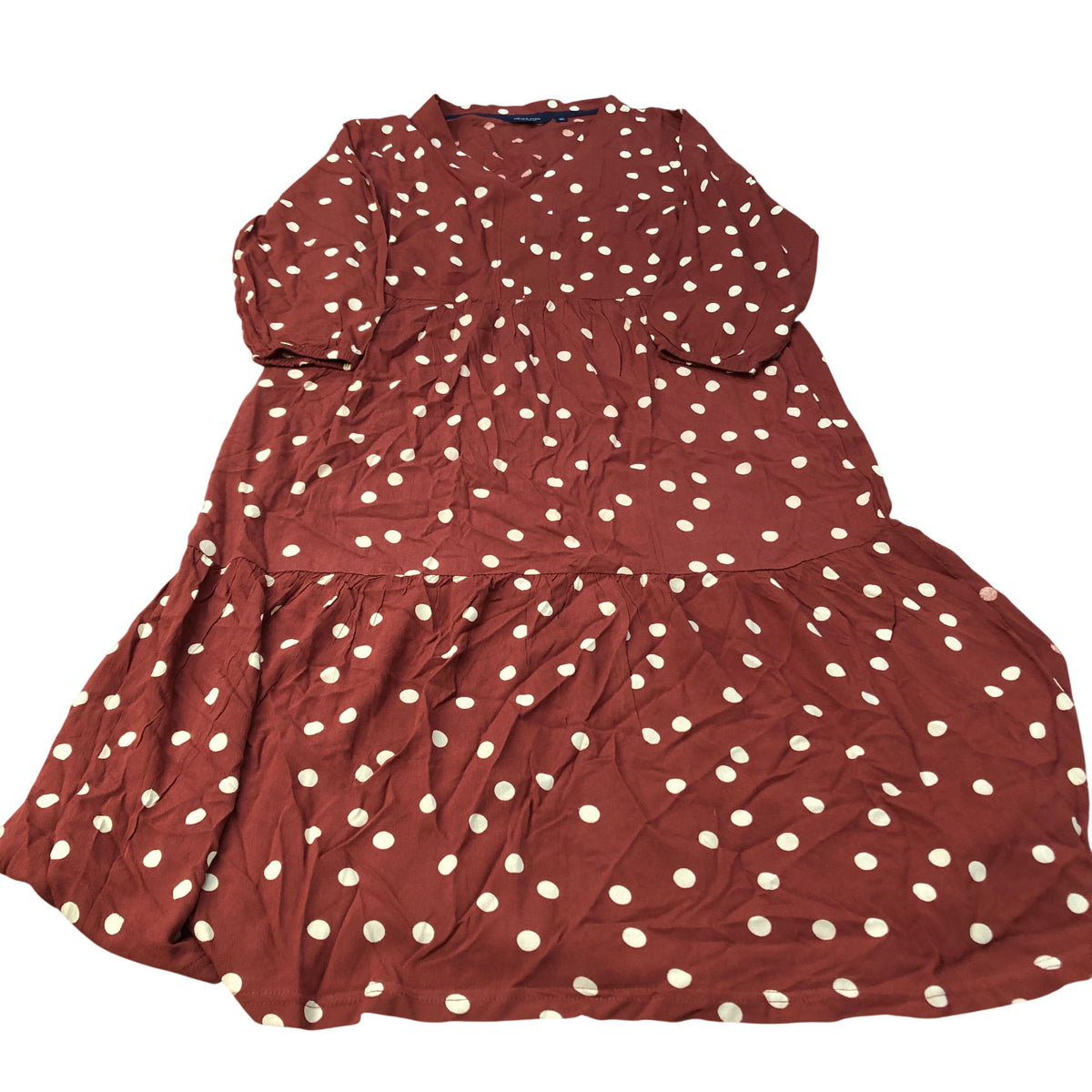 Weird Fish Conker Dress Women's V Neck Polka Dot Midi Dress Size 12