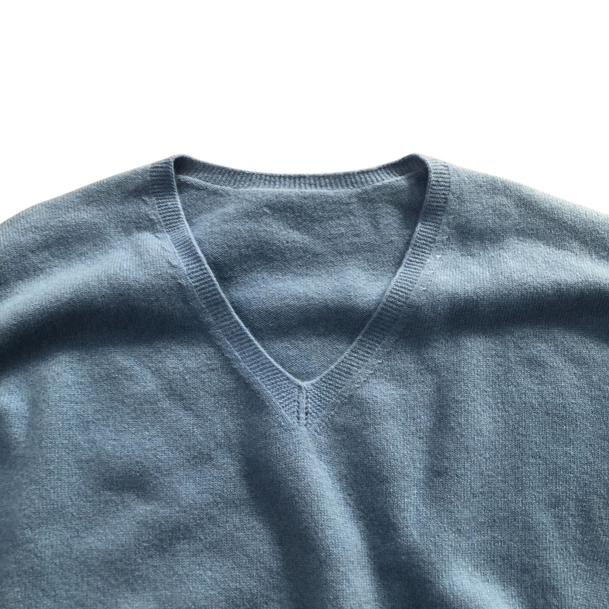 Hikaro Wool Sweater V Neck 100 Percent Merino Wool Blue
