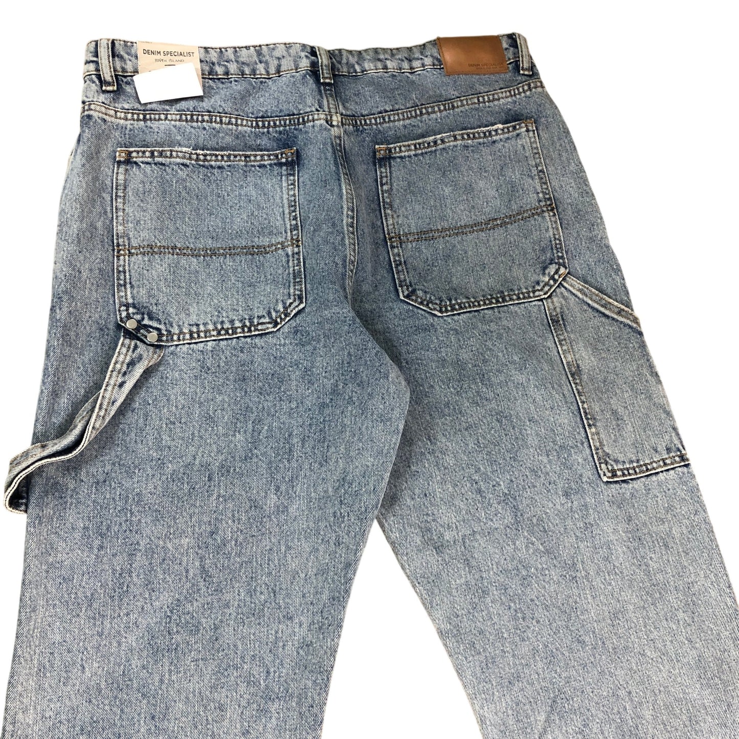 River Island Straight Jeans W36 L34 Men's Blue Denim Cargo Style