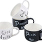 Set of Four Mugs Good Night Promise Me Pick Up A Little Sweet Ceramic Drinkware