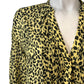 Leopard Print Blouse UK12 Women's Long Sleeve Polyester Yellow Black
