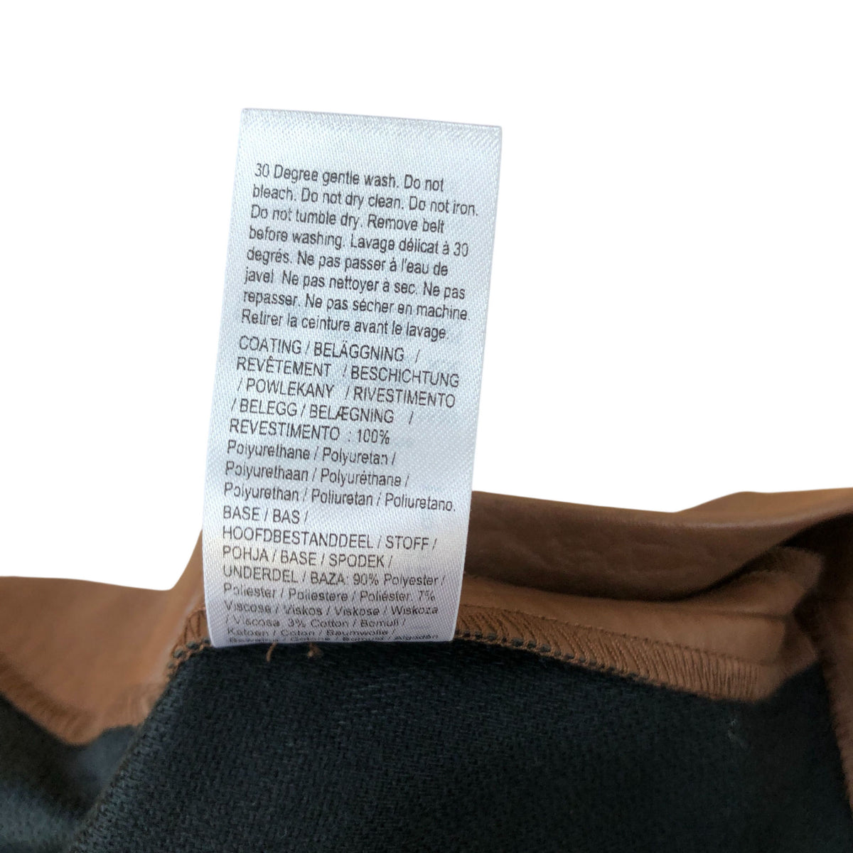 River Island Brown Belted Mini Skirt UK12 Women's Leather Look A-Line