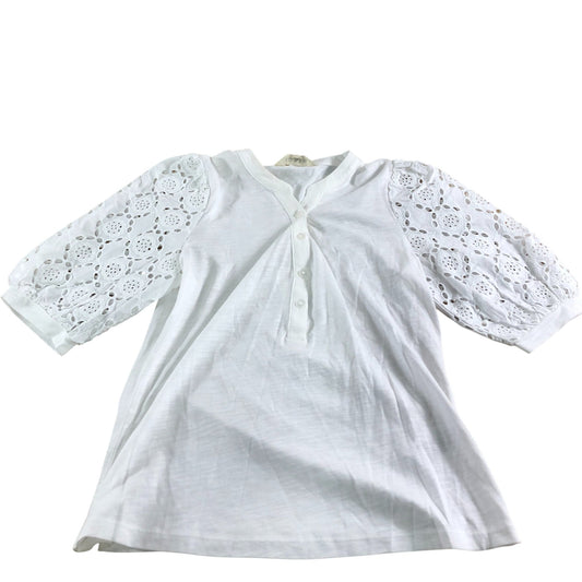 Boden White Top Women's Eyelet Puff Sleeve Casual Blouse UK10
