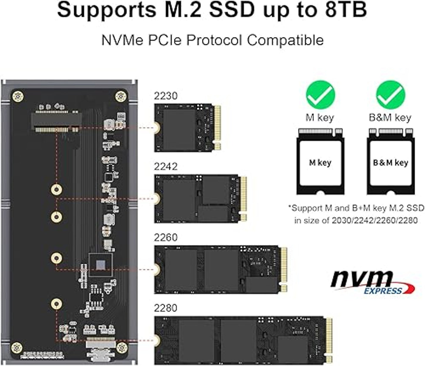 Qwiizlab M2 NVMe SSD Enclosure USB4 40Gbps Aluminium Cooling Case Adapter